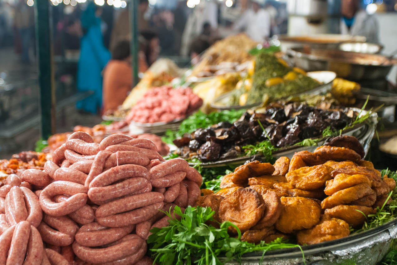 Comida en la plaza de Djemaa el Fna, Marrakech, Marruecos. © mateoht 1990-2013 - http://lafotodeldia.net